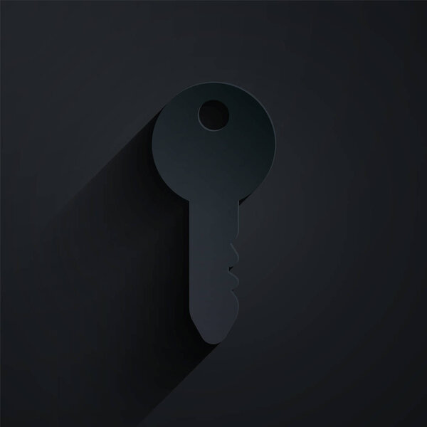 Иконка клавиши вырезана на черном фоне. Бумажный стиль. Векторная миграция
