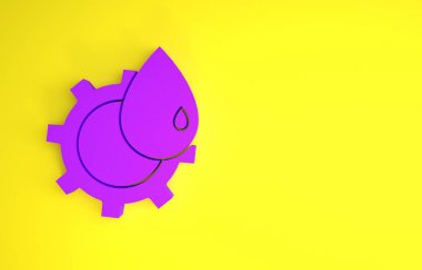 Mor Petrol ve gaz endüstriyel yapı ikonu sarı arka planda izole edildi. Minimalizm kavramı. 3d illüstrasyon 3B canlandırma