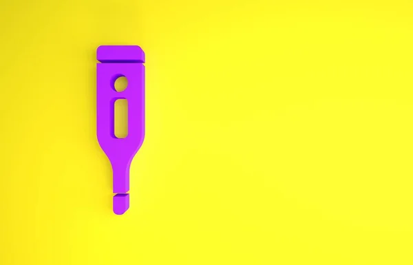 Purple Medical Digital Termometer För Medicinsk Undersökning Ikon Isolerad Gul — Stockfoto