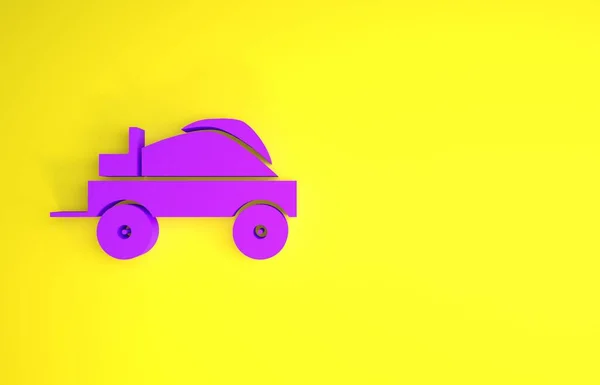 Purple Wild West Covered Wagon Icon Isolated Yellow Background Minimalism — Stock Photo, Image