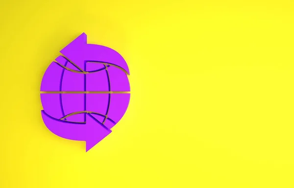 Purple Worldwide Ikon Isolerad Gul Bakgrund Fäst Dig Vid Jorden — Stockfoto
