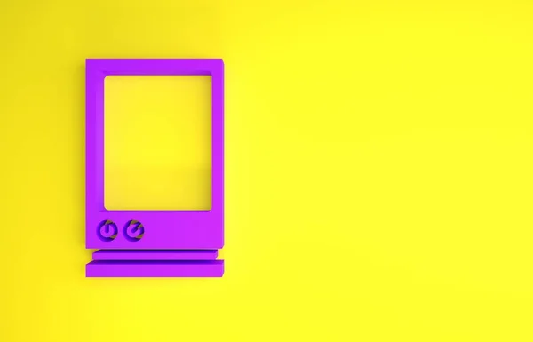 Icono Del Asistente Voz Púrpura Aislado Sobre Fondo Amarillo Interfaz — Foto de Stock