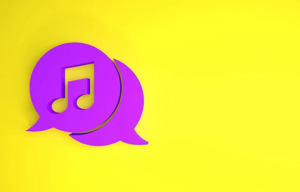 Purpurowa Nuta Muzyczna Ikonie Bańki Mowy Izolowane Żółtym Tle Koncepcja — Zdjęcie stockowe
