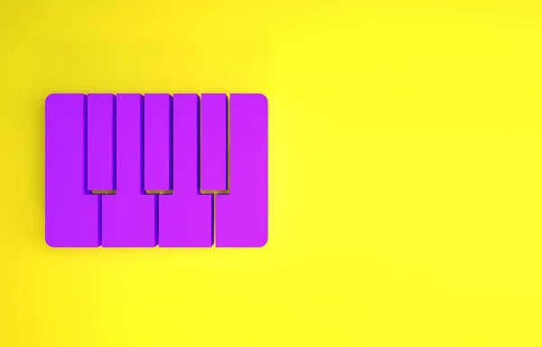 보라색 신시사이저 아이콘은 노란색 배경에 분리되어 있습니다 피아노 미니멀리즘의 개념입니다 — 스톡 사진
