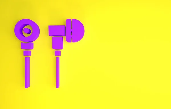 Purple Air Kopfhörer Symbol Isoliert Auf Gelbem Hintergrund Halten Sie — Stockfoto