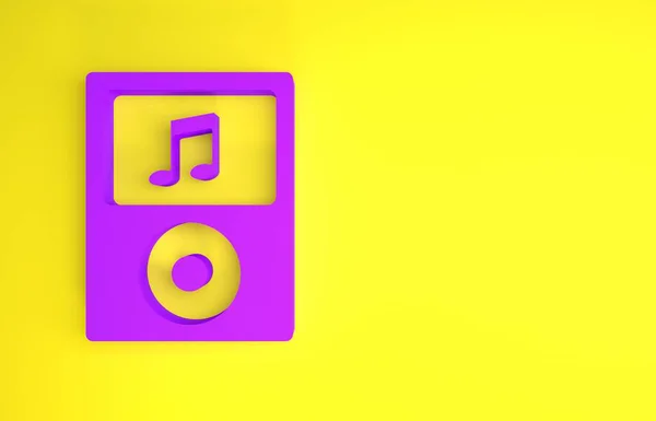 Purple Music Player Symbol Isoliert Auf Gelbem Hintergrund Tragbares Musikgerät — Stockfoto