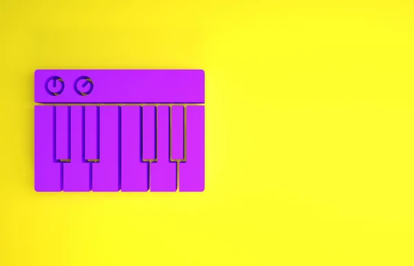 Icono Sintetizador Purple Music Aislado Sobre Fondo Amarillo Piano Electrónico — Foto de Stock