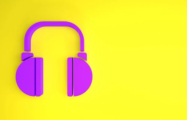 Lila Kopfhörer Symbol Isoliert Auf Gelbem Hintergrund Kopfhörer Konzept Zum — Stockfoto