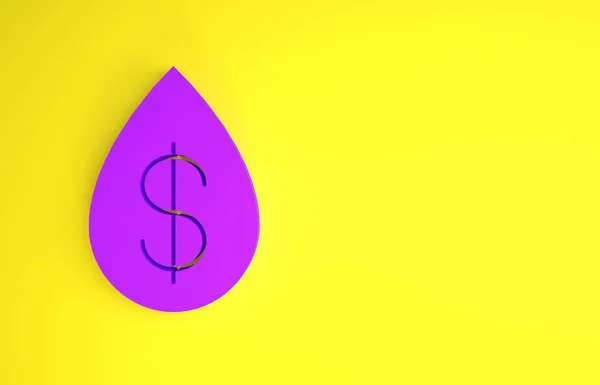 Púrpura Gota Aceite Con Símbolo Dólar Icono Aislado Sobre Fondo — Foto de Stock