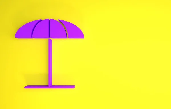 Фиолетовый Солнцезащитный Пумбретер Пляжного Значка Желтом Фоне Большой Зонтик Наружного — стоковое фото