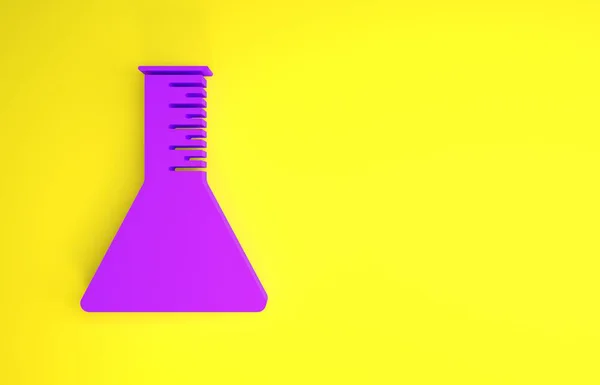 Purple Oil Petrol Test Tube Icon Isolated Yellow Background Minimalism — Stock Photo, Image