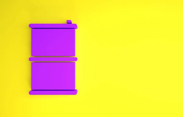 Icono Petróleo Barril Púrpura Aislado Sobre Fondo Amarillo Concepto Minimalista — Foto de Stock