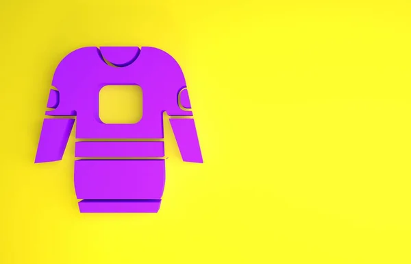 紫色曲棍球球衣图标孤立在黄色背景 最低纲领的概念 3D渲染3D插图 — 图库照片
