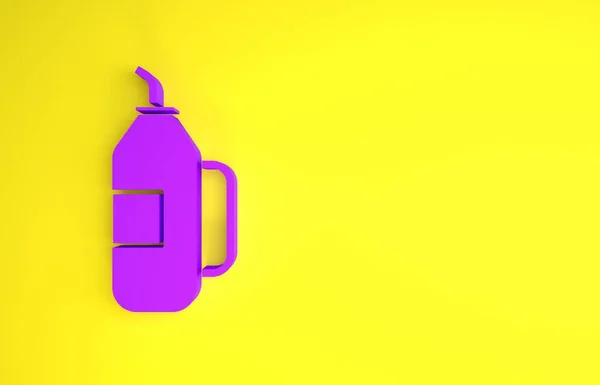 Icono Agitador Fitness Púrpura Aislado Sobre Fondo Amarillo Botella Agitadora —  Fotos de Stock
