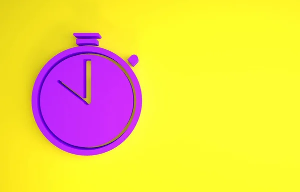 Lila Stoppuhr Symbol Isoliert Auf Gelbem Hintergrund Zeitzeichen Chronometerzeichen Minimalismus — Stockfoto