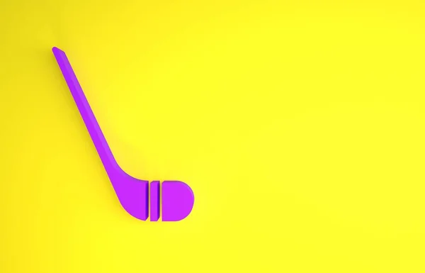 Purple Ice hockey sticks icon isolated on yellow background. Minimalism concept. 3d illustration 3D render