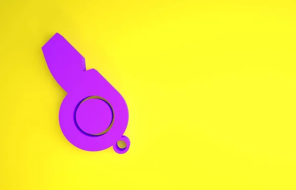 Silbato Púrpura Icono Aislado Sobre Fondo Amarillo Símbolo Árbitro Señal — Foto de Stock