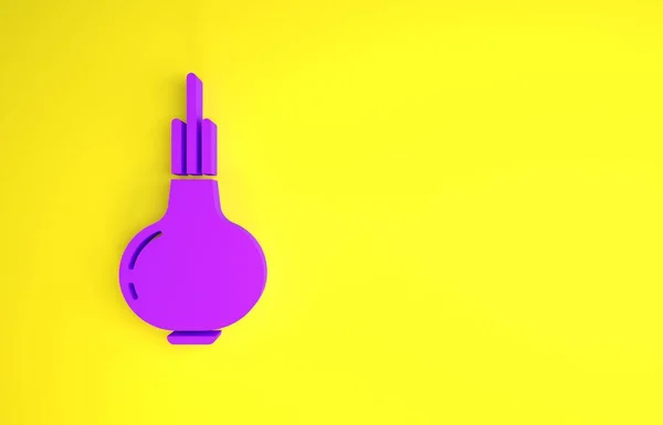 Purple Onion icon isolated on yellow background. Minimalism concept. 3d illustration 3D render