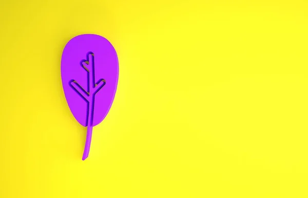 Icono Hoja Púrpura Aislado Sobre Fondo Amarillo Firma Hojas Símbolo — Foto de Stock