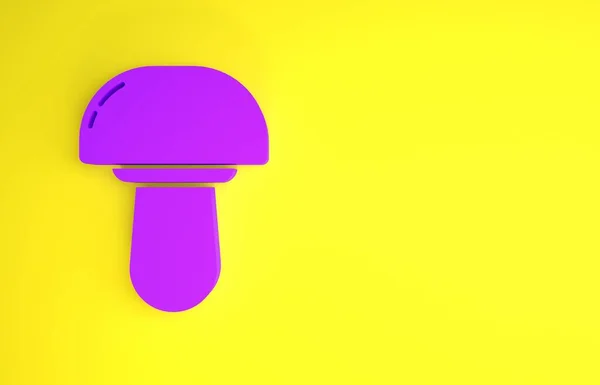 Фиолетовый Гриб Значок Изолирован Желтом Фоне Концепция Минимализма Рендеринг — стоковое фото