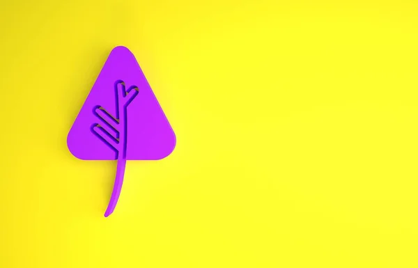Purple Leaf Ikonen Isolerad Gul Bakgrund Lämnar Tecken Färsk Naturprodukt — Stockfoto
