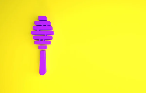 Purple Honey Dipper Stick Icon Isolated Yellow Background Honey Ladle — Stock Photo, Image