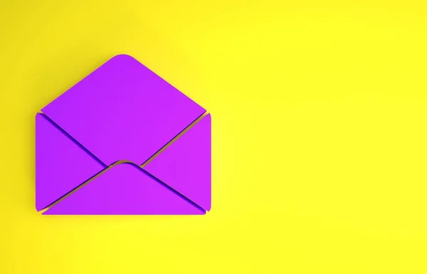 Ícone Envelope Roxo Isolado Fundo Amarelo Símbolo Letra Mensagem Email — Fotografia de Stock