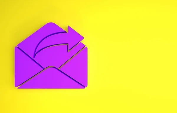 Ícone Correio Saída Roxo Isolado Fundo Amarelo Símbolo Envelope Sinal — Fotografia de Stock