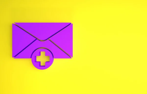 Ícone Envelope Roxo Isolado Fundo Amarelo Conceito Mensagem Recebida Novo — Fotografia de Stock