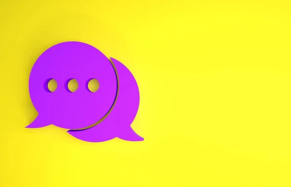 紫色的语音泡沫聊天图标孤立在黄色背景 消息图标 交流或评论聊天符号 最低纲领的概念 3D渲染3D插图 — 图库照片