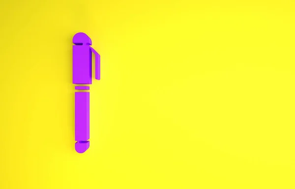 Фіолетова Піктограма Пера Ізольована Жовтому Тлі Концепція Мінімалізму Ілюстрація Рендеринга — стокове фото