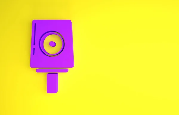Purple Spray Μπορεί Καπάκι Ακροφύσιο Εικονίδιο Απομονώνονται Κίτρινο Φόντο Μινιμαλιστική — Φωτογραφία Αρχείου
