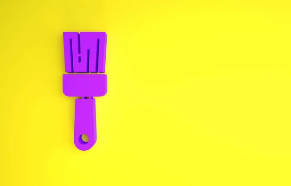 Purple Paint Brush Icon Isolated Yellow Background Minimalism Concept Illustration — Stock Photo, Image