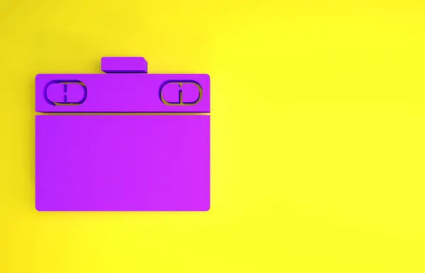 Icono Tableta Gráfica Púrpura Aislado Sobre Fondo Amarillo Concepto Minimalista —  Fotos de Stock
