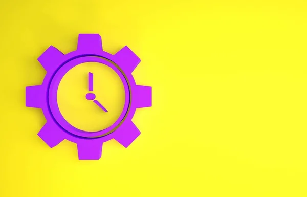 Purple Time Management Ikon Elszigetelt Sárga Háttér Óra Sebességjelzés Termelékenység — Stock Fotó