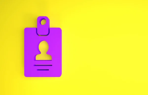 Icono Identificación Púrpura Aislado Sobre Fondo Amarillo Puede Utilizar Para — Foto de Stock