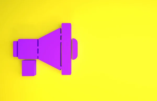 Фіолетова Піктограма Megaphone Ізольована Жовтому Тлі Голосна Концепція Попередження Про — стокове фото