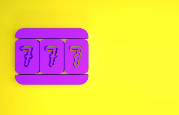 Purple Slot Stroj Ikonou Jackpot Štěstí Sedmičky Izolované Žlutém Pozadí — Stock fotografie