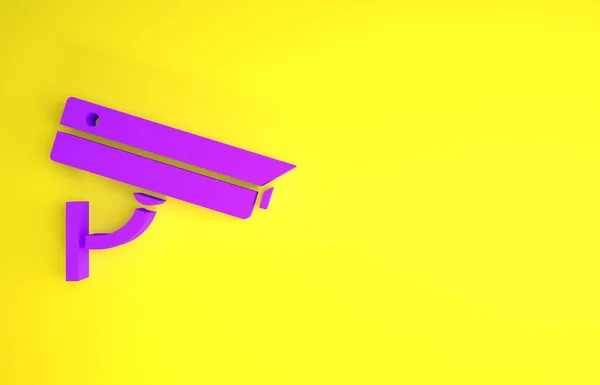 Фиолетовый Значок Камеры Безопасности Изолирован Желтом Фоне Концепция Минимализма Рендеринг — стоковое фото