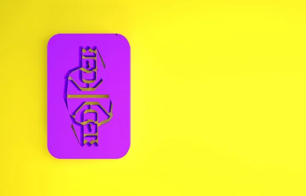 Purple King 노란색 배경에 다이아몬드 아이콘 카드를 플레이한다 카지노 미니멀리즘의 — 스톡 사진
