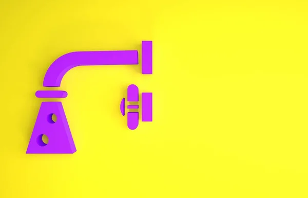 Purple Water Tap Icon Isolated Yellow Background Minimalism Concept Illustration — Stock Photo, Image