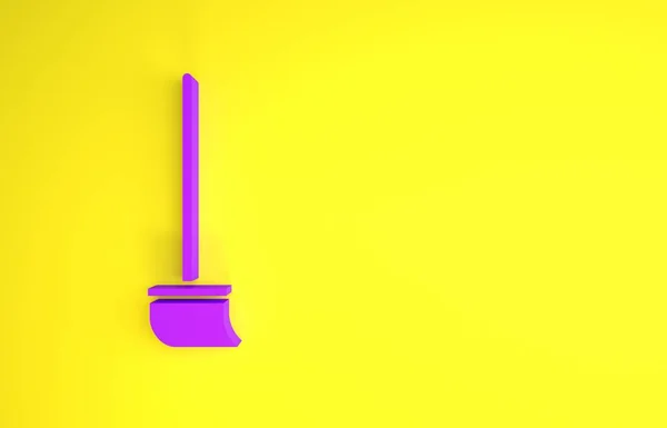 Icono Fregona Púrpura Aislado Sobre Fondo Amarillo Servicio Limpieza Concepto — Foto de Stock