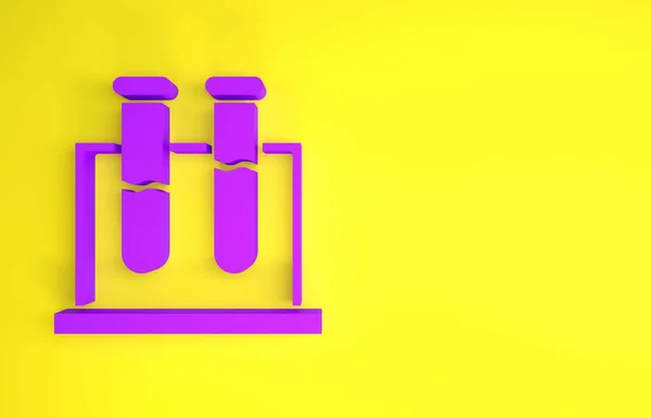 Фиолетовая Пробирка Значок Лабораторных Анализов Фляжки Изолированы Желтом Фоне Знак — стоковое фото