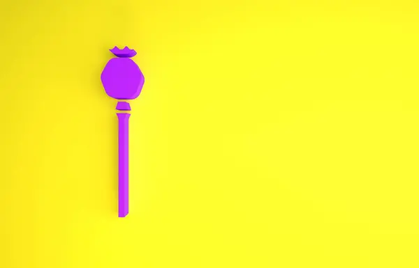 Icono Amapola Opio Púrpura Aislado Sobre Fondo Amarillo Concepto Minimalista — Foto de Stock