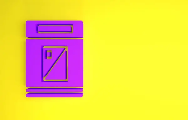 Purple Cigarettes Pack Box Icon Aislado Sobre Fondo Amarillo Paquete —  Fotos de Stock