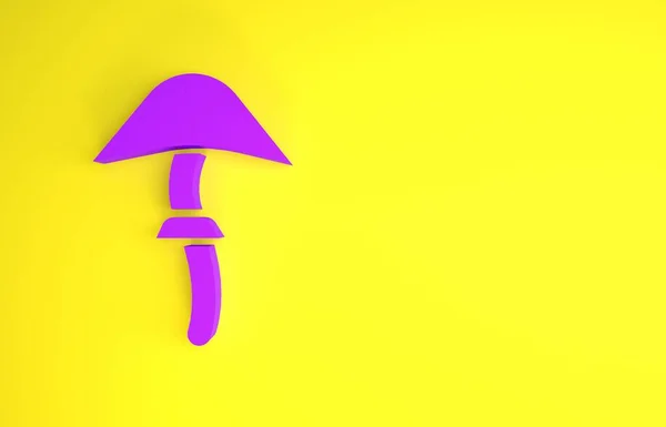 Icono Hongo Púrpura Psilocybin Aislado Sobre Fondo Amarillo Alucinación Psicodélica — Foto de Stock