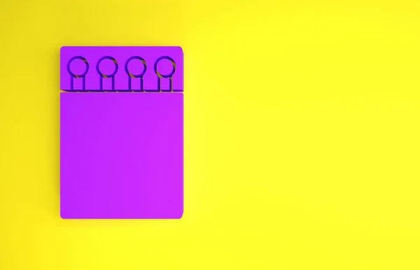 紫色开放火柴盒和匹配图标隔离在黄色背景 最低纲领的概念 3D渲染3D插图 — 图库照片