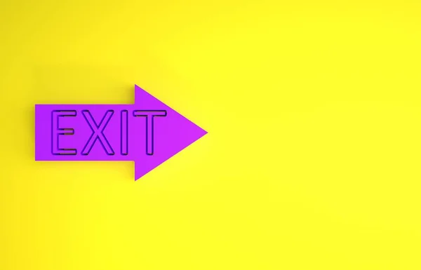 Purple Fire exit icon isolated on yellow background. Fire emergency icon. Minimalism concept. 3d illustration 3D render