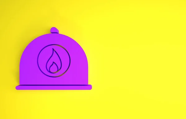 Paarse Brandweerhelm Brandweerhoed Pictogram Geïsoleerd Gele Achtergrond Minimalisme Concept Illustratie — Stockfoto