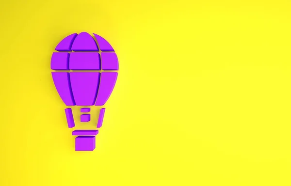 Μοβ Εικονίδιο Αερόστατου Θερμού Αέρα Απομονωμένο Κίτρινο Φόντο Αεροπορικές Μεταφορές — Φωτογραφία Αρχείου